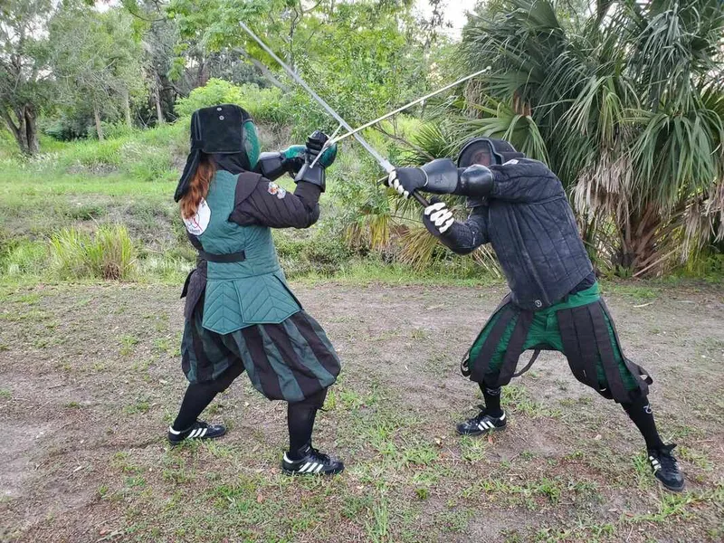 Amanda and Jason in a longsword bind.