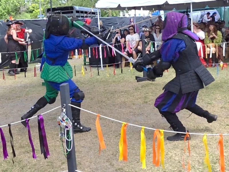 Students Steve and Dominic fight Longsword in the Ring.